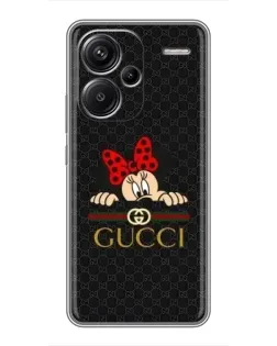 Чехол для Xiaomi Redmi Note 13 Pro Plus с картинкой «Минни Маус Gucci — черный»