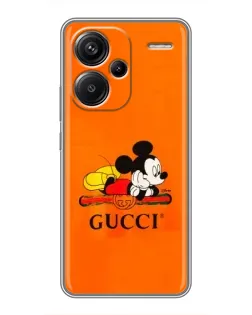 Чехол для Xiaomi Redmi Note 13 Pro Plus с картинкой «Микки Маус Gucci — оранж»