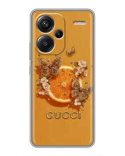 Чехол для Xiaomi Redmi Note 13 Pro Plus с картинкой «Gucci — золотые бабочки»