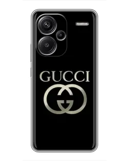 Чехол для Xiaomi Redmi Note 13 Pro Plus с картинкой «Gucci — золото на черном»