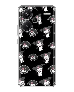 Чохол для Xiaomi Redmi Note 13 Pro Plus з картинкою «Чорний паттерн Kuromi»