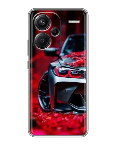 Чехол для Xiaomi Redmi Note 13 Pro Plus с картинкой «Спортивная BMW и цветы»