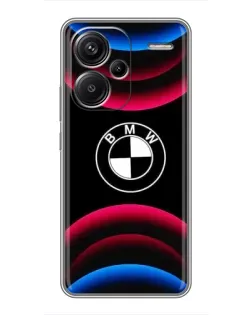 Чехол для Xiaomi Redmi Note 13 Pro Plus с картинкой «Логотип BMW и неоновые дуги»