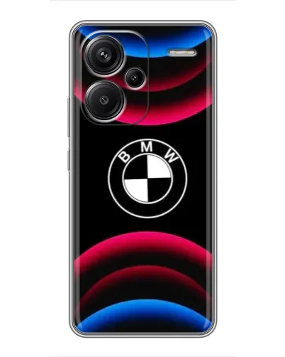 Чехол для Xiaomi Redmi Note 13 Pro Plus с картинкой «Логотип BMW и неоновые дуги»