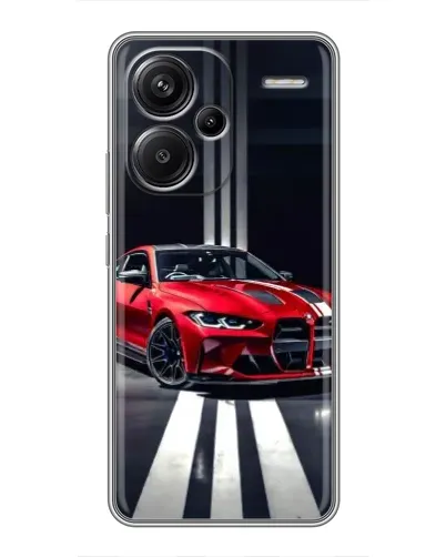 Чехол для Xiaomi Redmi Note 13 Pro Plus с картинкой «Красная BMW на дороге»