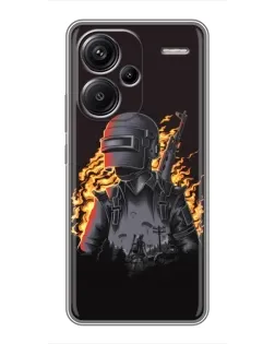 Чохол для Xiaomi Redmi Note 13 Pro Plus з картинкою «PUBG — вогняний силует»