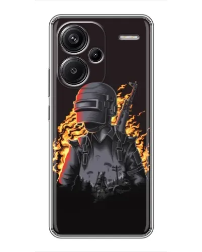 Чохол для Xiaomi Redmi Note 13 Pro Plus з картинкою «PUBG — вогняний силует»