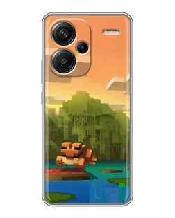 Чехол для Xiaomi Redmi Note 13 Pro Plus с картинкой «Майнкрафт закат солнца»