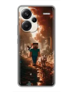 Чехол для Xiaomi Redmi Note 13 Pro Plus с картинкой «Стив в лесу»