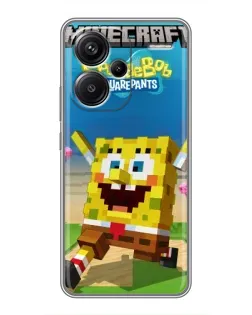 Чехол для Xiaomi Redmi Note 13 Pro Plus с картинкой «Губка Боб Minecraft»