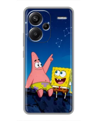 Чехол для Xiaomi Redmi Note 13 Pro Plus с картинкой «Губка Боб и Патрик ночью»
