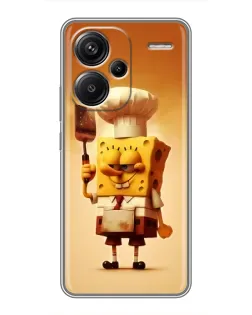 Чехол для Xiaomi Redmi Note 13 Pro Plus с картинкой «Губка Боб повар»