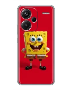 Чехол для Xiaomi Redmi Note 13 Pro Plus с картинкой «Спанч Боб на красном»