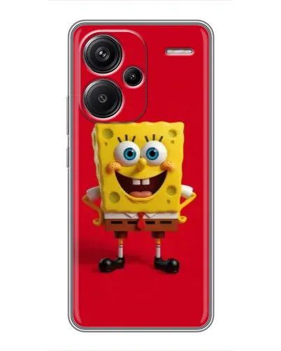 Чехол для Xiaomi Redmi Note 13 Pro Plus с картинкой «Спанч Боб на красном»