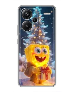 Чехол для Xiaomi Redmi Note 13 Pro Plus с картинкой «Рождественский Спанч Боб»