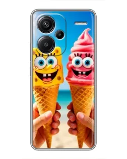 Чехол для Xiaomi Redmi Note 13 Pro Plus с картинкой «Спанч Боб мороженое»