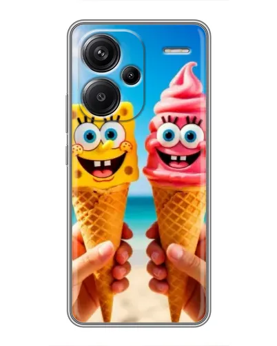 Чехол для Xiaomi Redmi Note 13 Pro Plus с картинкой «Спанч Боб мороженое»
