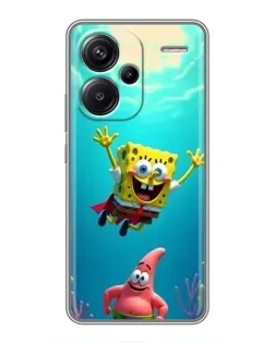 Чехол для Xiaomi Redmi Note 13 Pro Plus с картинкой «Спанч Боб под водой»