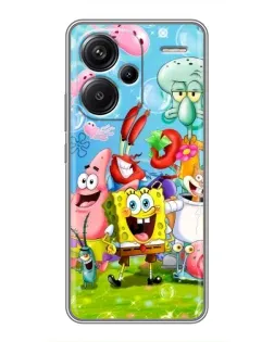 Чехол для Xiaomi Redmi Note 13 Pro Plus с картинкой «Губка Боб и друзья»