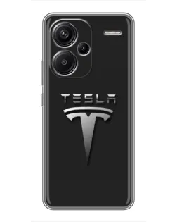 Чехол для Xiaomi Redmi Note 13 Pro Plus с картинкой «Стальной логотип Tesla»