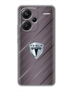 Чехол для Xiaomi Redmi Note 13 Pro Plus с картинкой «Металлическая текстура Tesla»