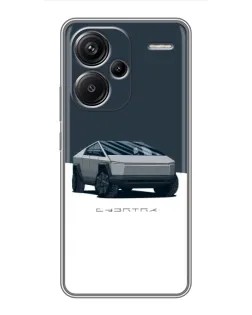 Чехол для Xiaomi Redmi Note 13 Pro Plus с картинкой «Серебристый Cybertruck Tesla»