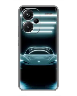 Чехол для Xiaomi Redmi Note 13 Pro Plus с картинкой «Tesla в неоне»