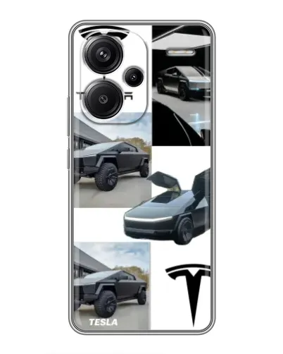 Чехол для Xiaomi Redmi Note 13 Pro Plus с картинкой «Коллаж Cybertruck Tesla»