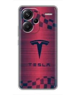 Чехол для Xiaomi Redmi Note 13 Pro Plus с картинкой «Тесла красный карбон»