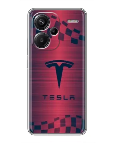 Чехол для Xiaomi Redmi Note 13 Pro Plus с картинкой «Тесла красный карбон»