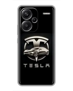 Чехол для Xiaomi Redmi Note 13 Pro Plus с картинкой «Tesla — серебристое авто»