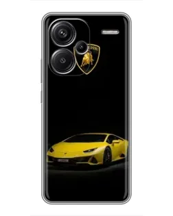 Чехол для Xiaomi Redmi Note 13 Pro Plus с картинкой «Lamborghini желтый акцент»