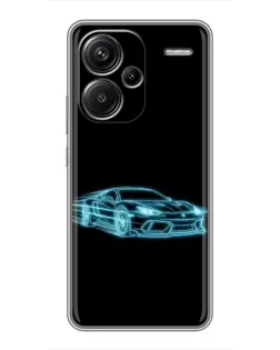 Чехол для Xiaomi Redmi Note 13 Pro Plus с картинкой «Неоновый контур Lamborghini»