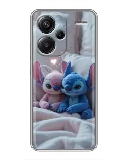 Чехол для Xiaomi Redmi Note 13 Pro Plus с картинкой «Плюшевые Стич Ангел»