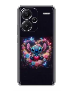 Чехол для Xiaomi Redmi Note 13 Pro Plus с картинкой «Stitch в цветах»
