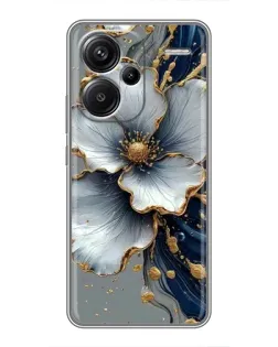 Чехол для Xiaomi Redmi Note 13 Pro Plus с картинкой «Белый цветок и золотой флюид»