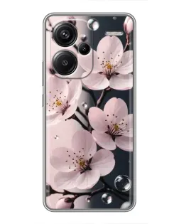 Чехол для Xiaomi Redmi Note 13 Pro Plus с картинкой «Нежная сакура и капли»