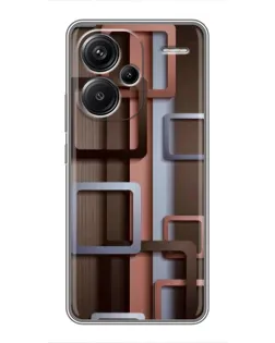 Чохол для Xiaomi Redmi Note 13 Pro Plus з картинкою «Коричневі об'ємні квадрати»