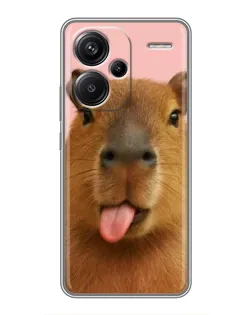 Чехол для Xiaomi Redmi Note 13 Pro Plus с картинкой «Капибара с языком»