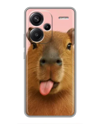 Чехол для Xiaomi Redmi Note 13 Pro Plus с картинкой «Капибара с языком»