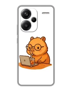 Чехол для Xiaomi Redmi Note 13 Pro Plus с картинкой «Капибара с ноутбуком»