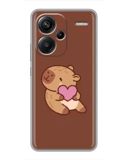 Чехол для Xiaomi Redmi Note 13 Pro Plus с картинкой «Капибара с сердцем»
