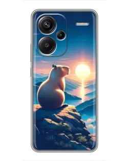 Чехол для Xiaomi Redmi Note 13 Pro Plus с картинкой «Закат солнца с капибарой»