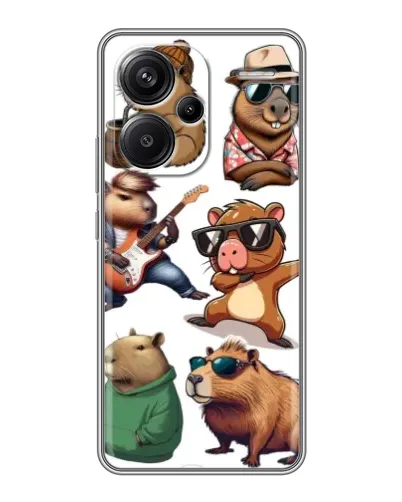 Чехол для Xiaomi Redmi Note 13 Pro Plus с картинкой «Крутые капибары музыканты»