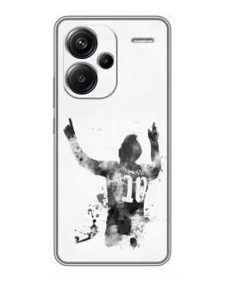Чохол для Xiaomi Redmi Note 13 Pro Plus з картинкою «Чорно-білий силует Мессі»