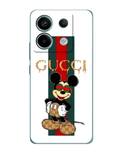 Чехол для Xiaomi Redmi Note 13 Pro с картинкой «Микки Маус Gucci — полосы»
