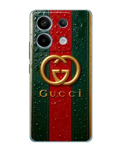 Чохол для Xiaomi Redmi Note 13 Pro з картинкою «Gucci — фірмова смуга та золото» Чохол для Xiaomi Redmi Note 13 Pro з картинкою «Gucci — фірмова смуга та золото»