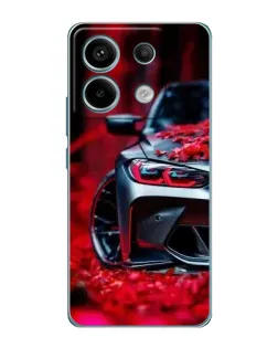 Чехол для Xiaomi Redmi Note 13 Pro с картинкой «Спортивная BMW и цветы»