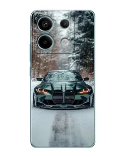 Чехол для Xiaomi Redmi Note 13 Pro с картинкой «BMW в зимнем лесу»