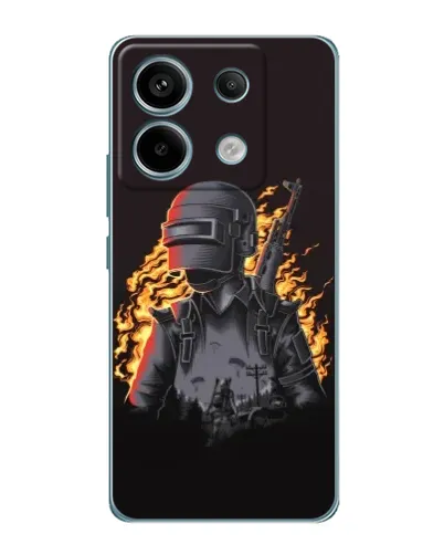 Чехол для Xiaomi Redmi Note 13 Pro с картинкой «PUBG — огненный силуэт»